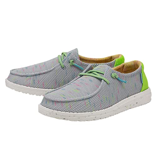 Image of HEYDUDE Women's Wendy Sox Glow Blu Size 7 | Women's Shoes | Women's Lace Up Loafers | Comfortable & Light-Weight