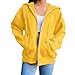 Fleecejacke Damen Sweatshirts Stilvolle solide Reißverschlussjacke für den Alltag Langarmmantel 1860 Pullover (Yellow, XL)