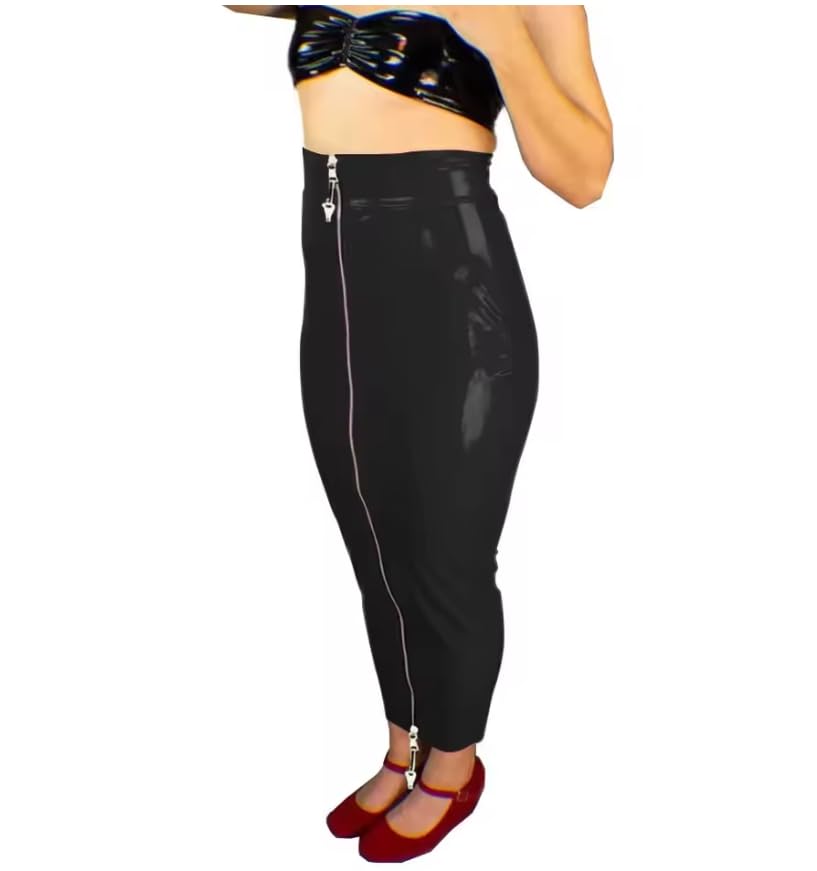 Falda larga de PVC para mujer, para fiesta, club, bodycon, falda ajustada de cuero con cierre y aspecto húmedo, personalizable, blanco, 6XL