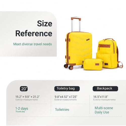 Image of CONCEPTEN Expandable Carry on Luggage 3 Piece Suitcases with Spinner Wheels | Suitcase Set with Spinner Wheels TSA-approved Lock ABS Travel 20 Inch
