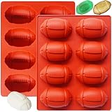 Wilewir 2Pcs Football Cake Pans,Football Molds For Baking,1Inch Deep Nonstick Football-Shaped Silicone Mold For Cake,Chocolate,Ice Cube(8-Cavity(2Pcs))