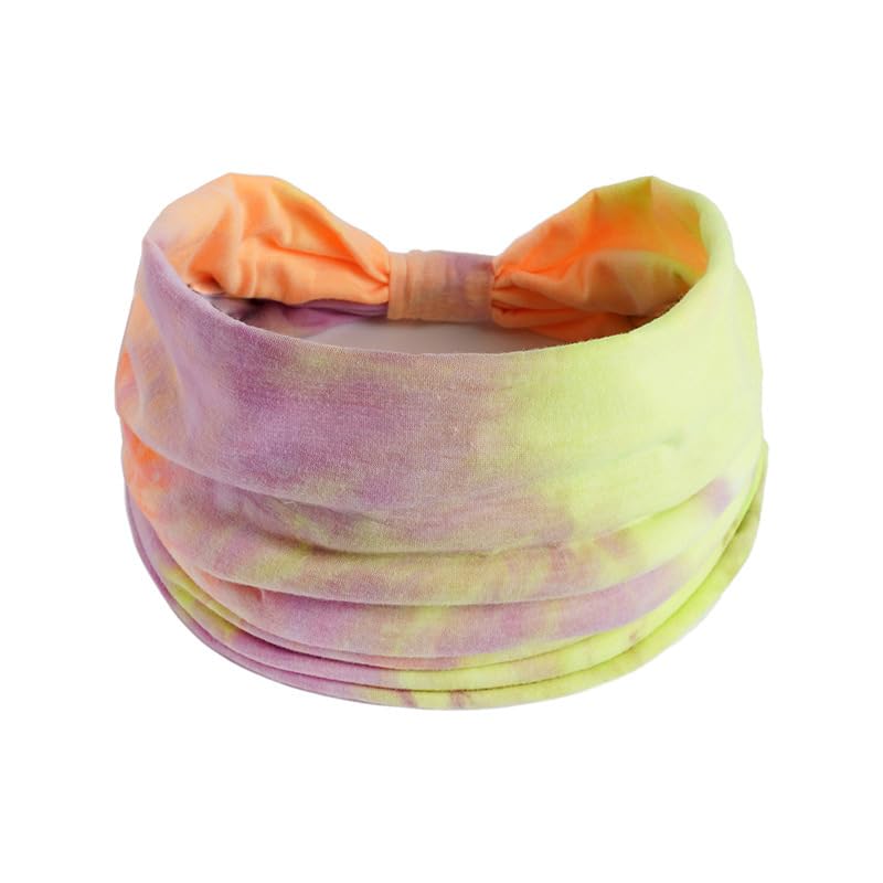 Image of XFYT Super Soft Tie-Dye Yoga Boho Chic Hair Bands |Stylish Stretch Microfibre high Sweat absorbtion Head Band for Women Girls Workout Sports Fitness Gym (Lemon Pink)