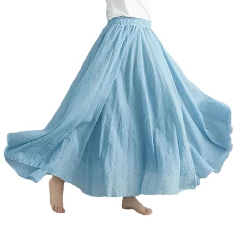 Solid Cotton Linen Women Skirts Loose Long Skirt
