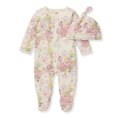 Image of Burt's Bees Baby Baby Girls Romper - 100% Organic Cotton, One-Piece Shortall Girl Outfit for Sizes Newborn to 24 Months