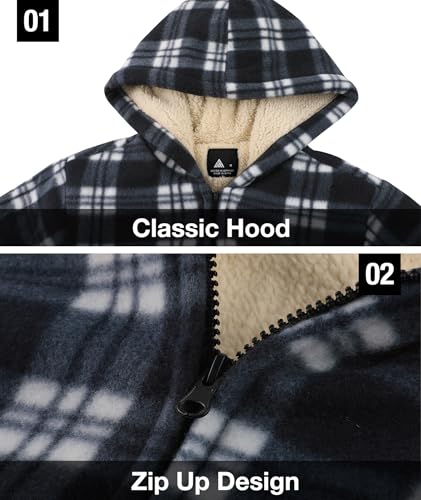 Image of GEEK LIGHTING Boys Flannel Jacket Sherpa Lined Hoodies Zip Up Fleece Plaid Shirt Jackets Winter Outdoor Coat Warm