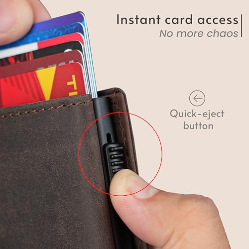 Image of The X Project Staggo Trifold Wallet | Premium Genuine Leather | Aluminium Cardholder | Side Slide Pop-Up Card Ejector | Carry Up to 6 Cards and 1 Slot for Carrying Cash & Folded Bills (Brown)