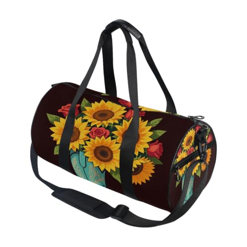 Bolsa deportiva ligera de estilo western con girasoles para gimnasio