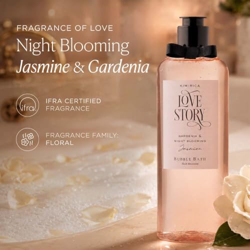 Image of Kimirica Love Story Bubble Bath Bottle, 100% Vegan and Paraben Free with Goodness of Ginkgo Biloba & White Tea Extracts, Pro-Vitamin B5, Aloe Vera & Vitamin E, 290 ml
