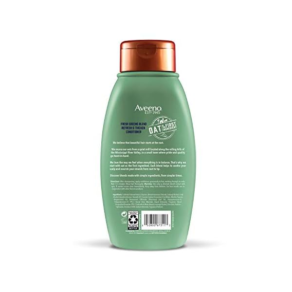 Aveeno-Fresh-Greens-Blend-Sulfate-Free-Conditioner-with-Rosemary-Peppermint-Cucumber-to-Thicken-Nourish-Clarifying-Volumizing-for-Thin-or-Fine-Hair-Paraben-Free-12oz Aveeno Scalp Soothing Fresh Greens Blend Conditioner, peppermint, 12 Fl Oz