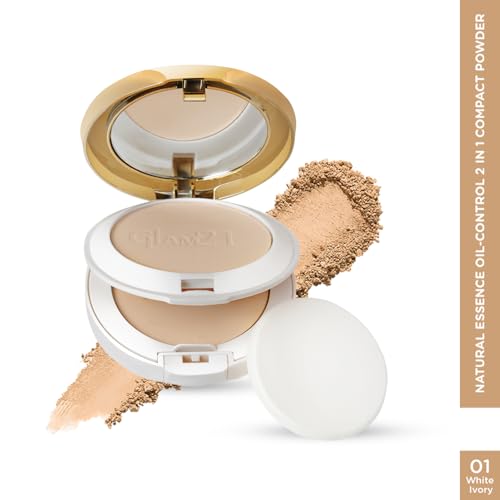 Image of Glam21 Natural Essence Oil-Control 2-in-1 Compact Powder| Long Lasting for Makeup Matte Finish with Vitamin-E| All Skin Type |White Ivory
