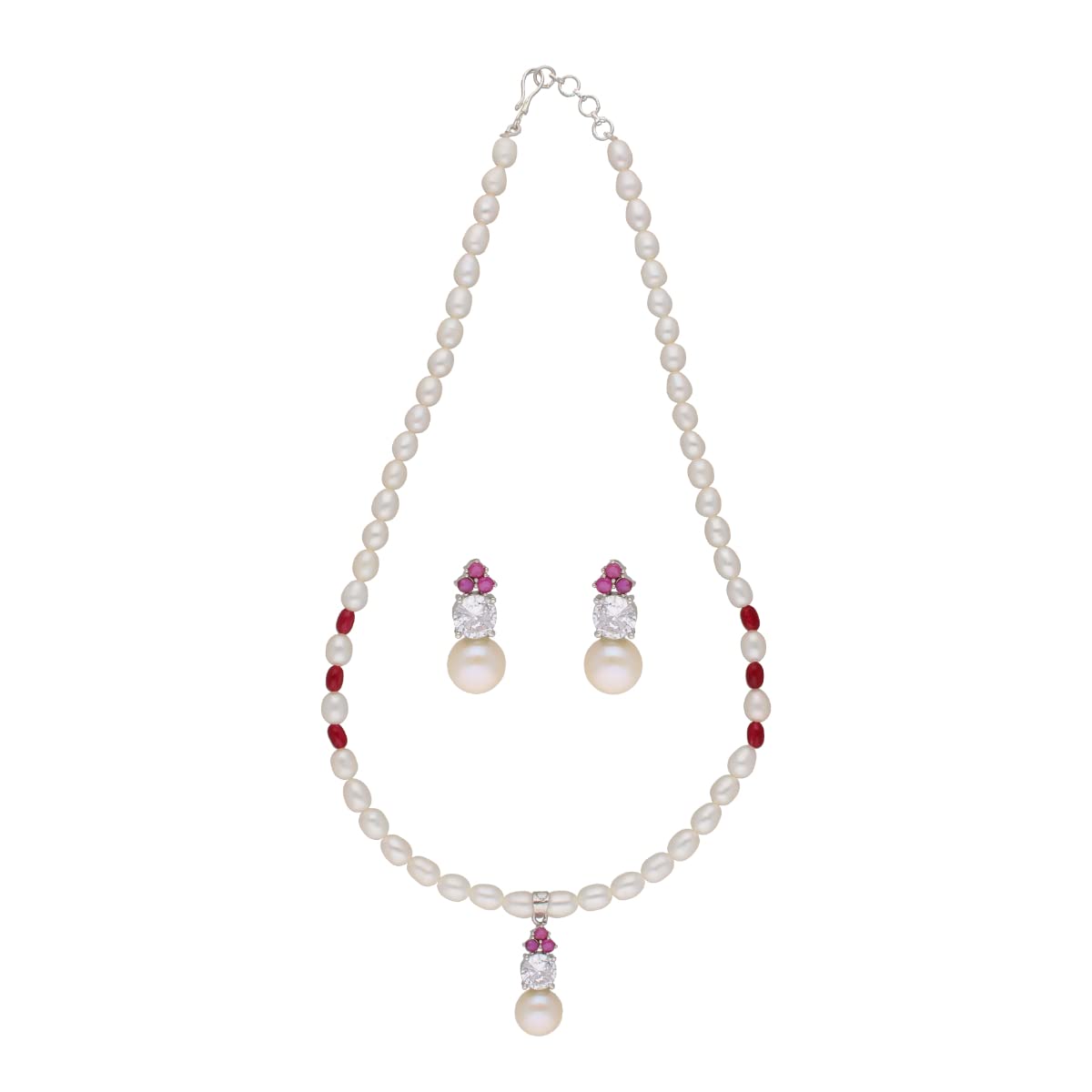 Sri Jagdamba Pearls DealerFreshwater White Pearl Pendant Necklace set