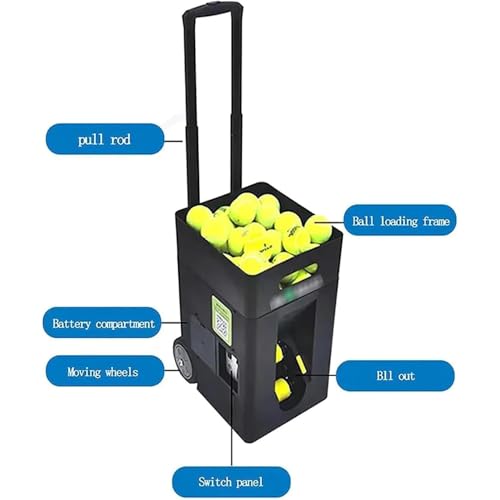 Lanciatore automatico per palline da tennis, con capacità di 50 palline, angolo regolabile, velocità e rotazione, per principianti e giocatori intermedi