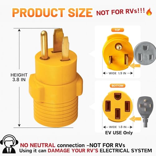 Image of MECMO NEMA 6-50P to 14-50R EV Charger Adapter for 50A 250V 3-Prong Welder Outlet (Not for Any RV /Housestand /Dryer)
