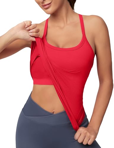 Image of MathCat Workout Tank Tops for Women with Built in Bra, Sleeveless Gym Tops Seamless Racerback Athletic Yoga Shirts