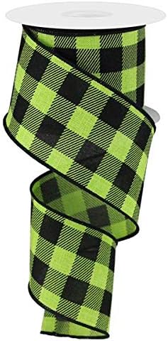 格子縞チェックワイヤーエッジリボン - 10ヤード 2.5" RG0180633