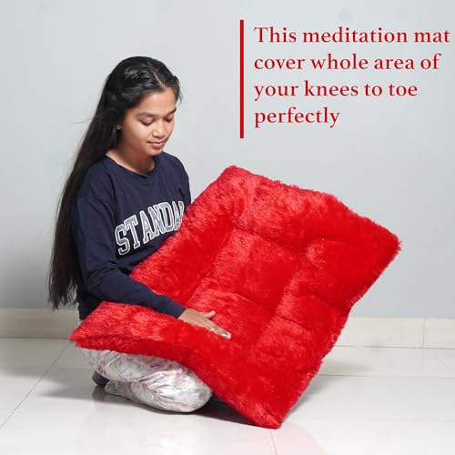 Image of NEXTGO Floor Seat Cushions Yoga Meditation Mat Pooja aasan Soft Extra Comfortable Feather Touch Last Long Upto Washable Material Size 24 x 30 Inch 2 x 2.5 Fit (RED)