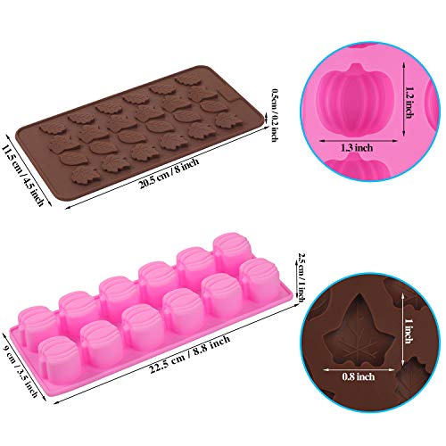 4 Pieces 3D Fall Candy Molds Halloween Pumpkin Candy Mold Thanksgiving Maple Leaf Shaped Fall Candy Chocolate Mold Ice Cube Tray For Halloween Candy Muffin Chocolates Cake Soap, Candle #TOP1