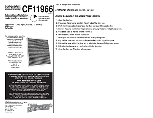 Fram Fresh Breeze Cabin Air Filter With Arm & Hammer Baking Soda, Cf11966 For Select Buick, Cadillac, Chevrolet And Gmc Vehicles , White #TOP3