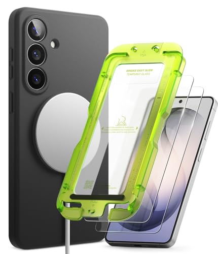Étui Silicone Liquide Douce Samsung S26 Plus Coque de Protection Verre Trempé Black