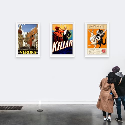Picrit 27x40 inch Poster Frame 3 Pack, White Poster Frame, Display Poster 24 x 36 with Mat or 27 x 40 without Mat for Horizontal or Vertical Wall Mounting