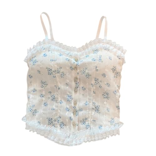 Girls Lace Floral Camisole Spaghetti Strap Teens Slim Fitted Casual Cami Crop Top Bralette Camisole Top
