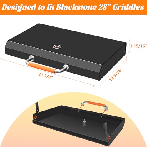 Hinged Lid for Blackstone 28 inch Griddle, Hood Hard Cover Hinged Lid with Thermometer for Blackstone 28 Grill Griddle Lid 1517 1853 1605 1856 Replacement Parts Tabletop Accessories