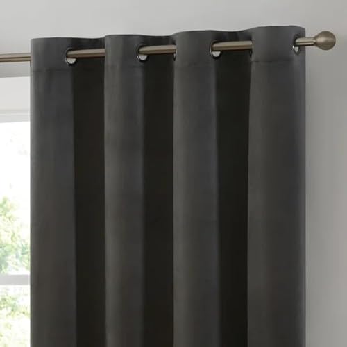 Thermal Blackout Curtains - Energy Efficient, Light Blocking, Insulated Window Drapes - (116cm x 241cm) - (CHARCOAL, W 46 x L 95)