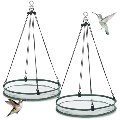 FoldTier Universal Wild Bird Seed Catcher Hanging Hoop Platform Bird Seed Catcher Tray for Hummingbird Feeders Bee Feeder Outdoor Garden Accessories(2 Pieces,16 Inch)