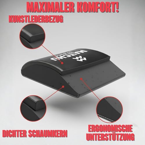 MATCHU - Ab matt - Bauchmuskelmatte - Untere Rückenstütze - Sit up Matte - Bauchmuskeltrainer - Sit up - Anti-Rutsch - 36x30x7cm - 500 Gramm - Schaumstoff/Kunstleder - Schwarz/Weiß