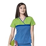 WonderWink Women's Origins Tri-Charlie Scrub Top, Green Royal Malibu, Medium