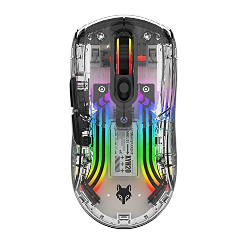 Attoe Bluetooth Wireless Mouse, Transparent RGB Mechanical...