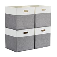 Mangata Cube Storage Boxes 33x38x33 cm, Large Fabric Storage Baskets for Storage Cube Units, Clothes Bins, Baskets, Chests,Toys (Grey/Cream White, 4Pcs)