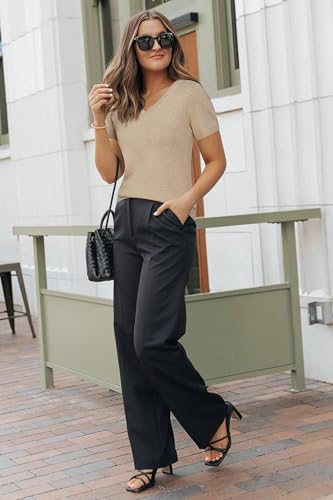 Image of Arach&Cloz Women's Wool Blend Spring Summer Lightweight Business Casual Sweater Tops 2026