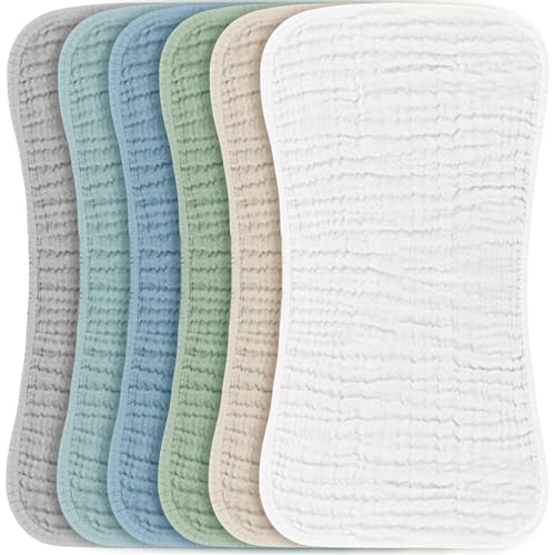 Konssy Muslin Baby Burp Cloths Sets for Unisex- 6 Pack Large 100% Cotton Burping Clothes for Newborn, Baby Girls and Boys by Konssy - Used condition - US$18.04