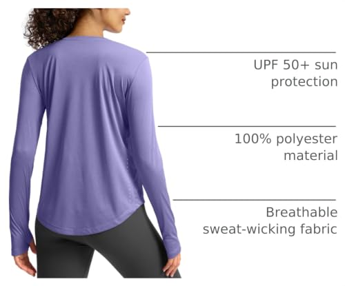 Image of Soothfeel Lightweight Long Sleeve Workout Tops for Women Gym Running Shirts | Quick Dry, Breathable, Moisture Wicking, UPF 50+ Sun Protection, Athletic Shirts for Running, Gym, Exercise, Yoga, Hiking