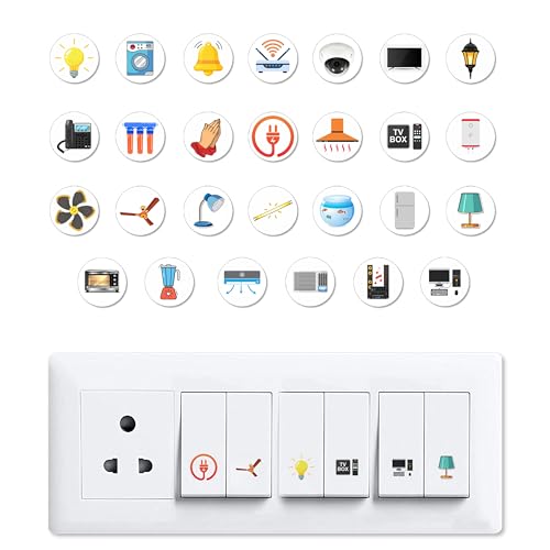 Image of Trueflair Stickers for Switch Board for Home Wall Switches, Contain All Common Switch Stickers (Transparent Colorful)