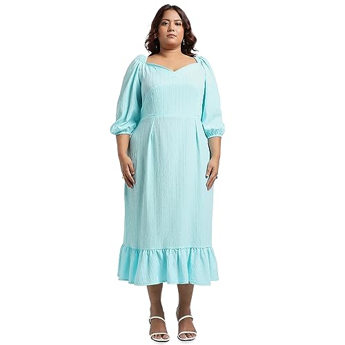 Image of Instafab Plus Women's Dress for Casual Wear | Short Sleeve | Plus-Size Fit | Polyester Fabric | V-Neck Dress Crafted with Comfort Fit for Everyday Wear