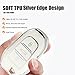 HIBEYO Key Fob Cover for Peugeot 308 408 508 2008 3008 4008 5008 Accessories TPU Silver-Edge Smart Key Case Holder 3 Buttons with Leather Key Chain-Whtie