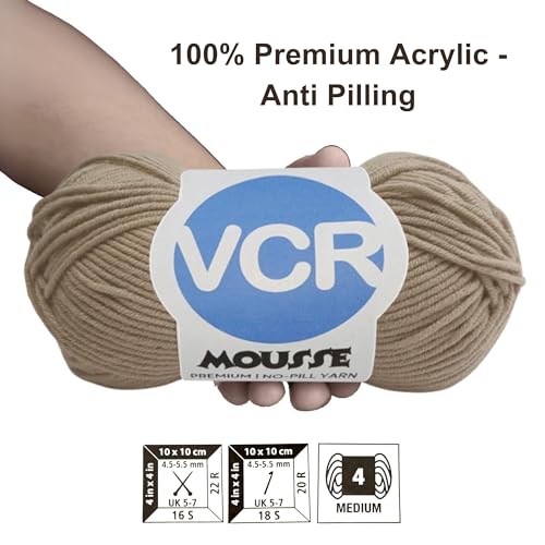 Image of VCR 4ply New Dull Yarn, 100 Grams Hank, 190 Meters Length, Acrylic Ball for Crochet and Knitting, Soft Crosia Threads, Pack of 1 Yarn, Suitable for DIY Crafts