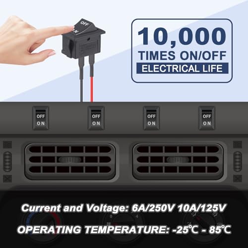 Miniatura 4 de Vexunga 5piezas Interruptor Basculante On Off Con Cable 5piezas Interruptor 12v Mini Interruptores De Palanca Pequeño 6a 250v 10a 125v Spst 2pines Negro Para Coche Camper Paquete De 10