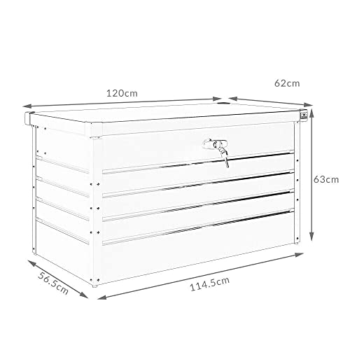 HLJMAQ Metall Gerätebox Auflagenbox Aufbewahrungsbox 2 Gasdruckfedern Kissenbox Garten – Bild 6
