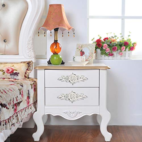 Juxyes Pack Of 5 Euro Rose Decorative Cabinet Knobs With Plate, Floral Ivory Drawer Knob Cupboard Door Knobs, Ivory White Drawer Pulls Cabinet Handle Knobs For Dresser Cabinet (S, Ivory With Silver) #TOP6