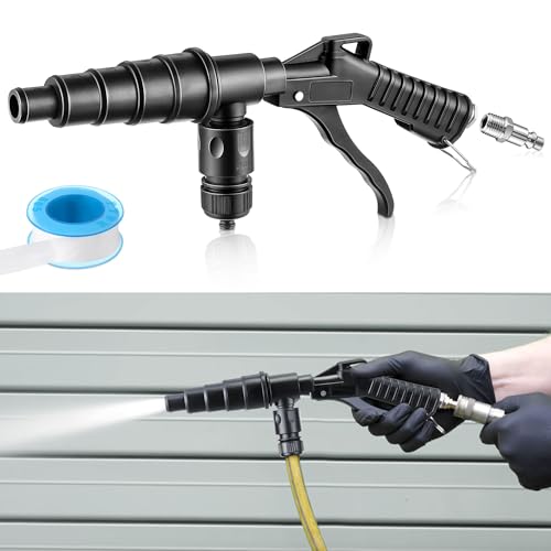 Gulfmew Coolant System Flush Gun, Lever Action Heater Core Flush Kit, Radiator/Cooling System Flusher, Air and Water Combo Flushing Set with Nozzles for 19-40 mm Hoses