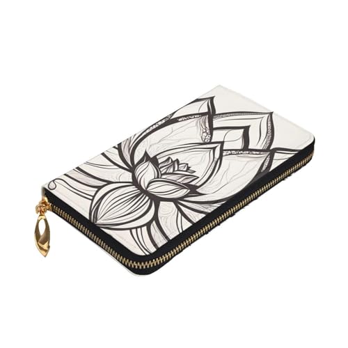 Leather Wallet - Stylish and Durable Wallet for Women with Multiple Compartments and Zipper Design Lotus Flower Namaste Picture3