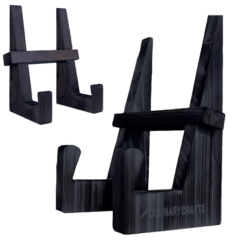 Recipe Book Stand for Cookbook, Wooden Kitchen iPad and Book Holder for Display Stand, Cook Book Stand for Reading Hands Free (Black)