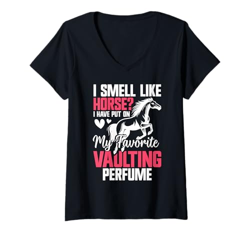 Womens Vaulting Horse Equestrian V-Neck T-Shirt