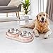 IEUDNS Cat Food Bowls Food Water Feeder Convenient Easy to Clean Anti Spilling Feeding Station Stainless Steel Double Bowls, Pink
