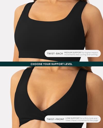 PAVOI ACTIVE Two Ways Twist Sports Bra for Women - Customizable Coverage Convertible Twist Front & Back Workout Bra, FlexFlow2