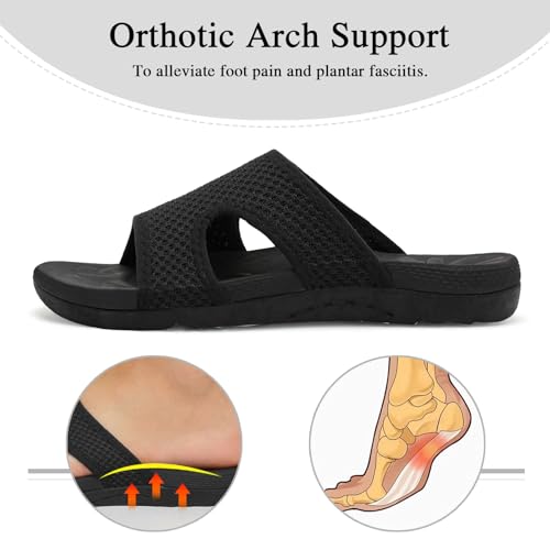 LeIsfIt Womens Slide Sandals Arch Support Slides Slip on Plantar Fasciitis Sandals Ladies Yoga Mat Thick Cushion Slipper Slides for Indoor Outdoor2