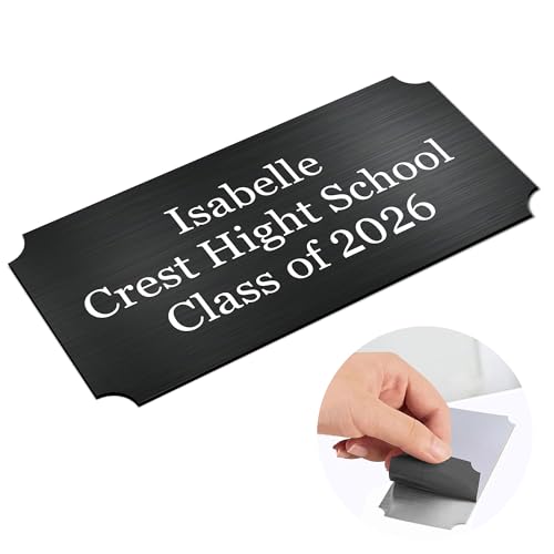Image of Engraved Name Plates 2 inch x 4 inch Graduation Gifts Class of 2026 Custom Plaque Trophy Plates Engraved Name Plate Custom Engraved Plate Personalized Engraved Brass Plaque(Black-1, 2x4 in)